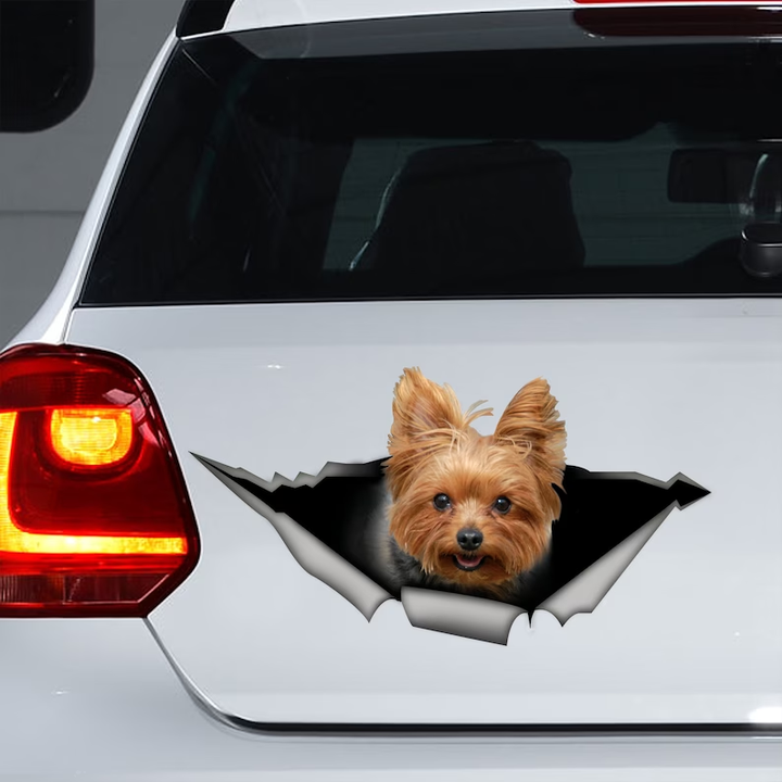 Cute Little Yorkie Dog 3D Vinyl Car Decal Stickers CCS3075