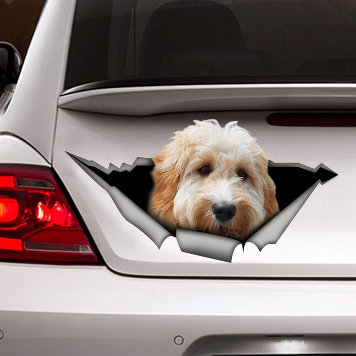 White Goldendoodle Dogr 3D Vinyl Car Decal Stickers CCS3034