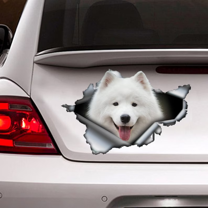 White Cute Samoyed Dog 3D Vinyl Car Decal Stickers CCS3027