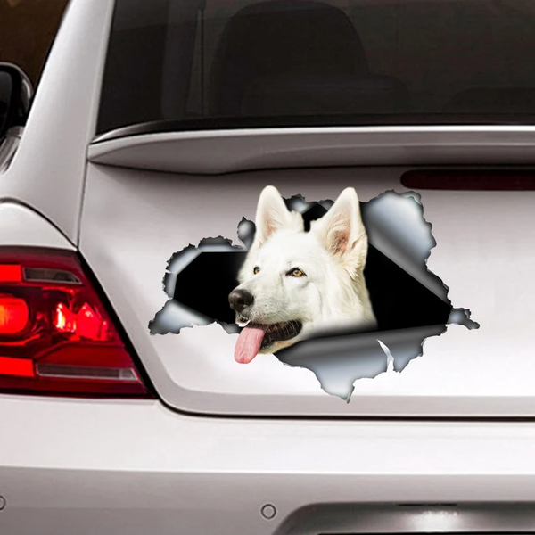 White Swiss Shepherd Dog 3D Vinyl Car Decal Stickers CCS3026