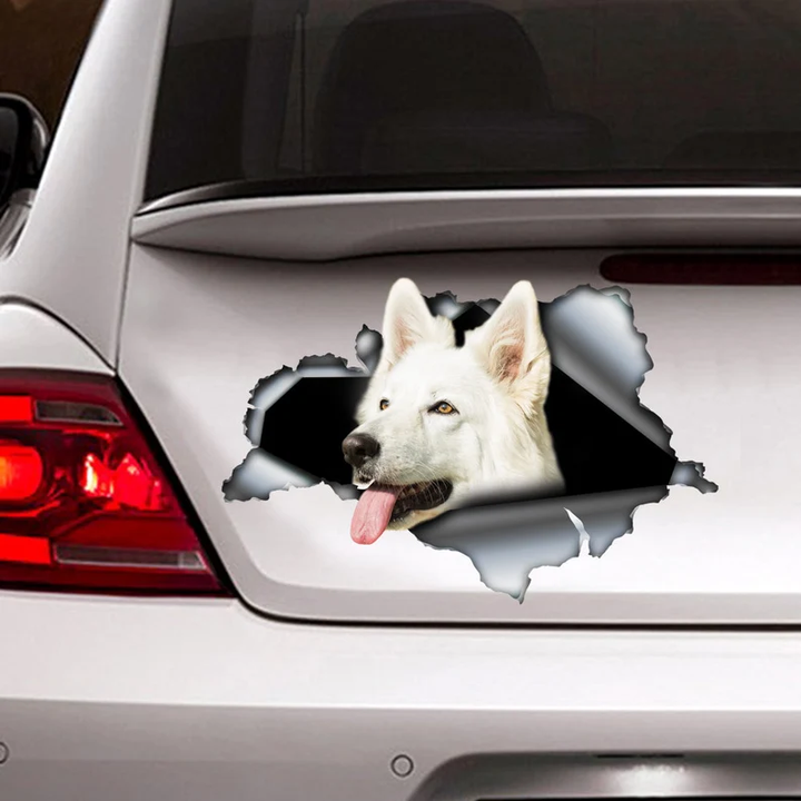 White Swiss Shepherd Dog 3D Vinyl Car Decal Stickers CCS3026