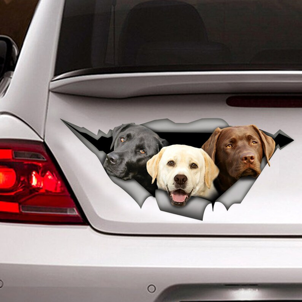 Three Golden Lab Dogs 3D Vinyl Car Decal Stickers CCS3037