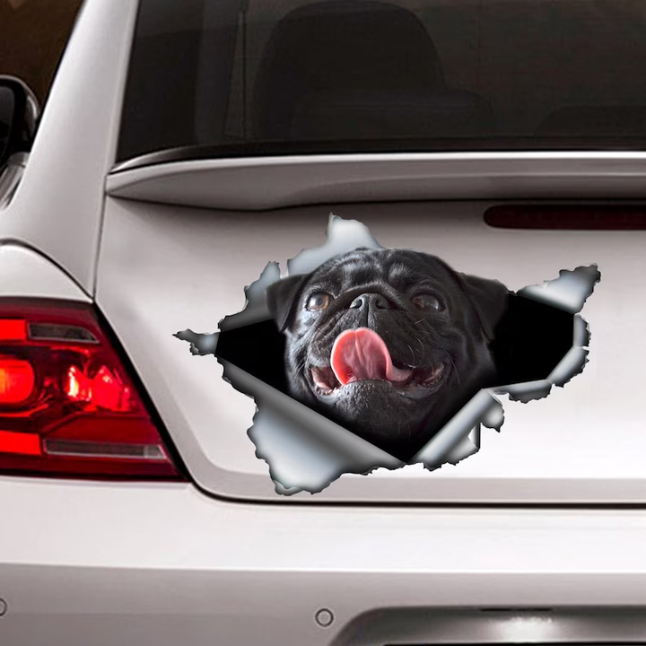 Funny Black Pug Dog 3D Vinyl Car Decal Stickers CCS3038