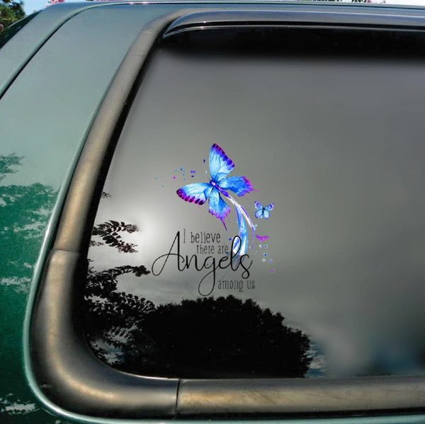 Angel Among Us Butterfly Memorial Custom Text Vinyl Car Decal Sticker