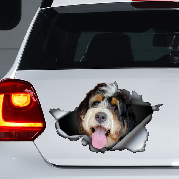 Tri Color Bernedoodle Dog 3D Vinyl Car Decal Stickers CS3184