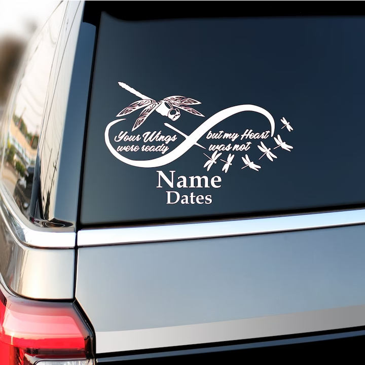 In Loving Memory Dragonfly Memorial Custom Text Vinyl Car Decal Sticker