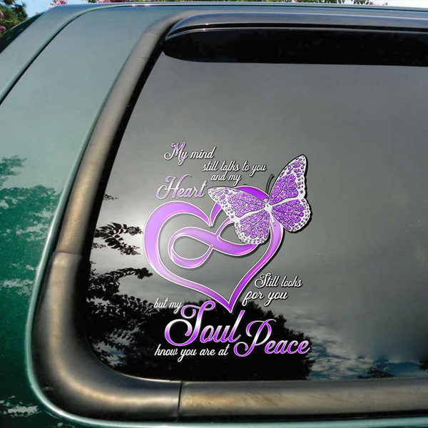 My Mind Still Talk To You Butterfly Memorial Vinyl Car Decal Sticker