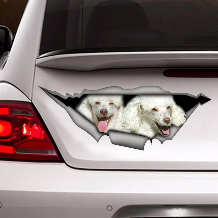 White Poodle Dogs 3D Vinyl Car Decal Stickers CCS3053