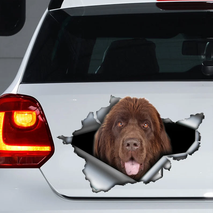 Brown Newfie Dog 3D Vinyl Car Decal Stickers CCS2945