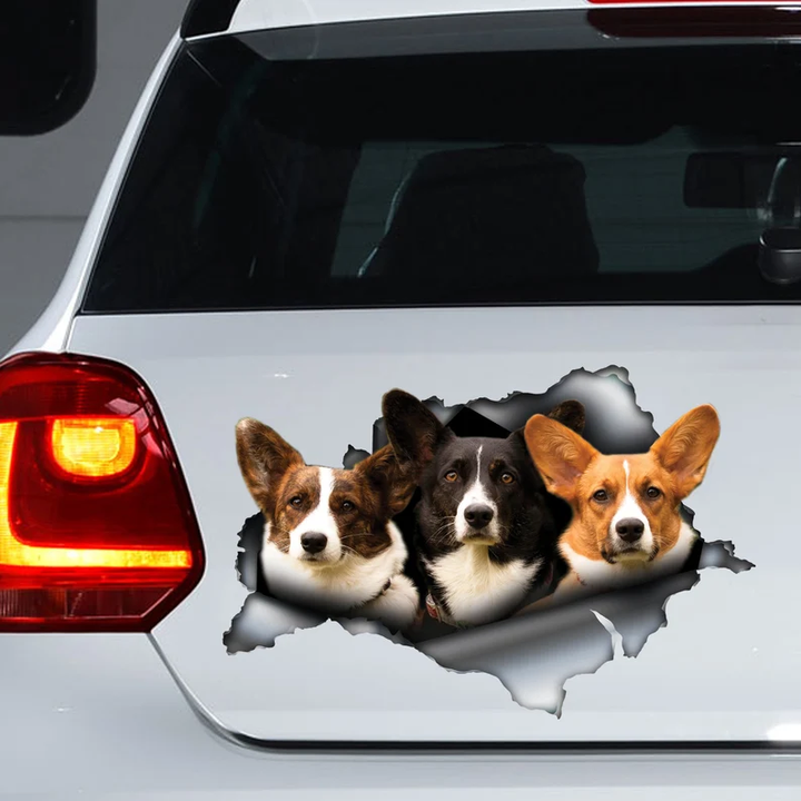 Funny Three Corgi Dogs 3D Vinyl Car Decal Stickers CCS2947