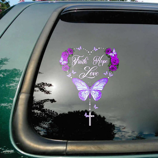 Faith Hope Love Butterfly Memorial Vinyl Car Decal Sticker