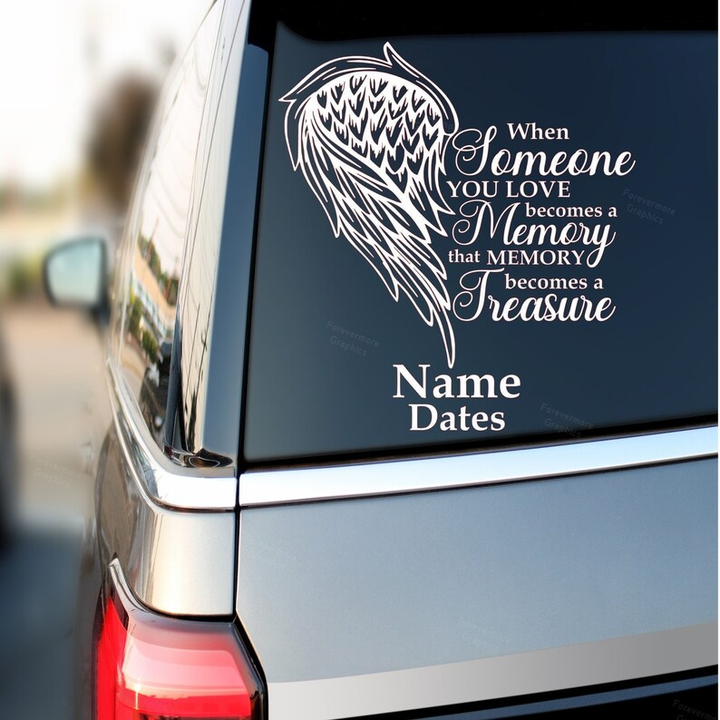 Memory Becomes A Treasure Memorial Custom Text Vinyl Car Decal Sticker