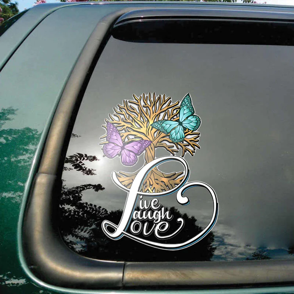 Live Laugh Love Memorial Butterfly Vinyl Car Decal Sticker
