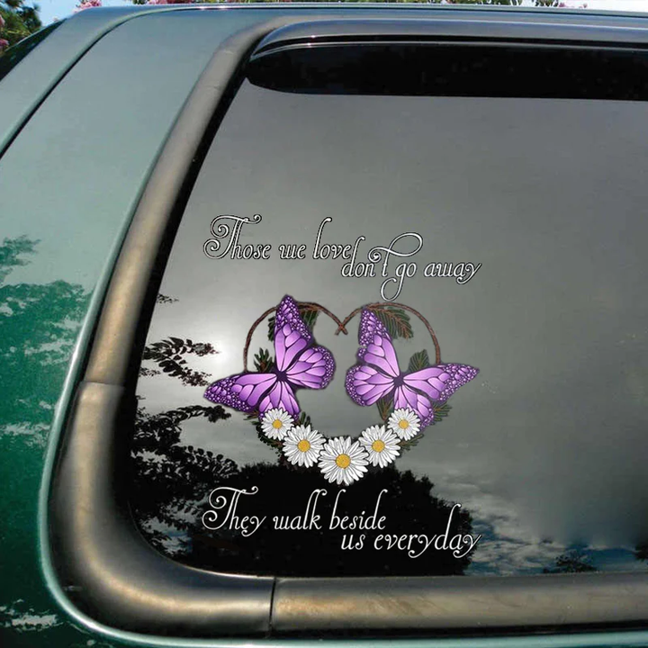 They Walk Beside Us Everyday Purple Butterfly Memorial Custom Text Vinyl Car Decal Sticker