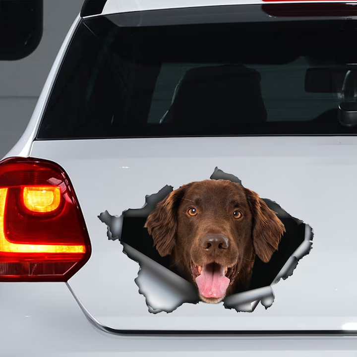 Brown Flattie Dog 3D Vinyl Car Decal Stickers CCS3192