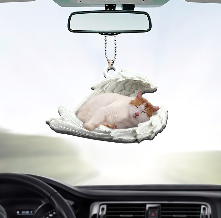 Turkish Van Cat Sleeping Angel Wings Car Ornament CO1049