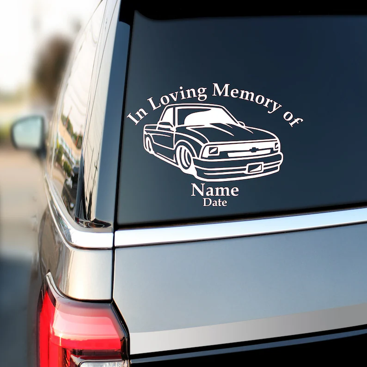 In Loving Memory Truck Memorial Custom Text Vinyl Car Decal Sticker