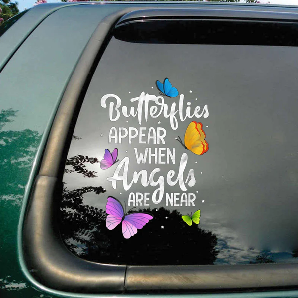 Angels Are Near Butterfly Memorial Butterfly Vinyl Car Decal Sticker