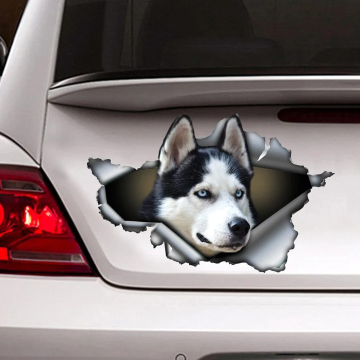 Black White Husky Dog 3D Vinyl Car Decal Stickers CCS3056