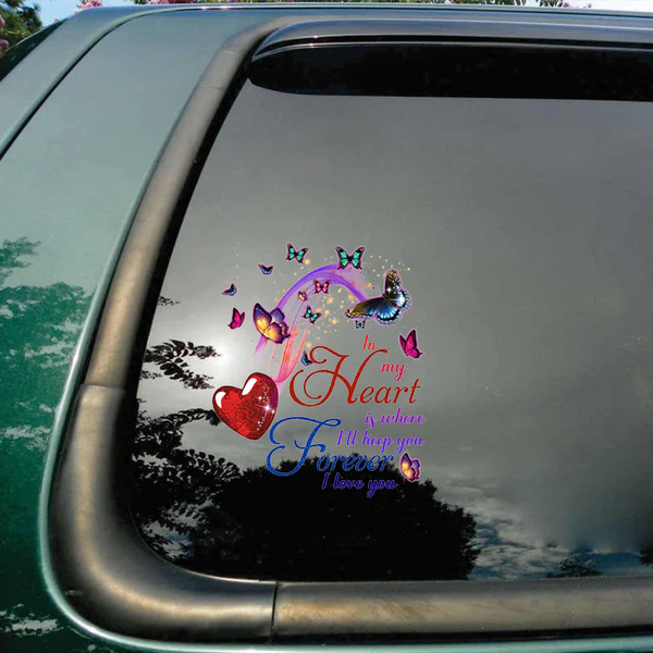 In My Heart Butterfly Memorial Vinyl Car Decal Sticker 