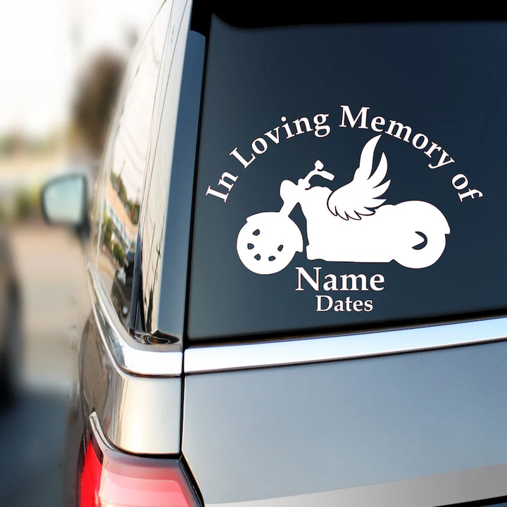 In Loving Memory Motorcycle Memorial Custom Text Vinyl Car Decal Sticker