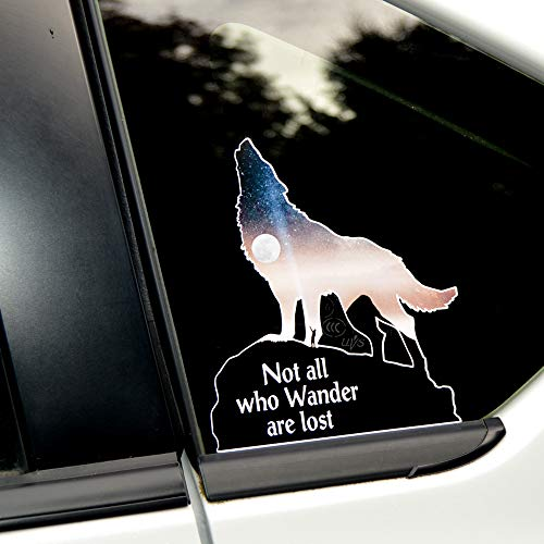 Not All Who Wander Are Lost Wolf Moon Vinyl Car Decal Sticker CS1703