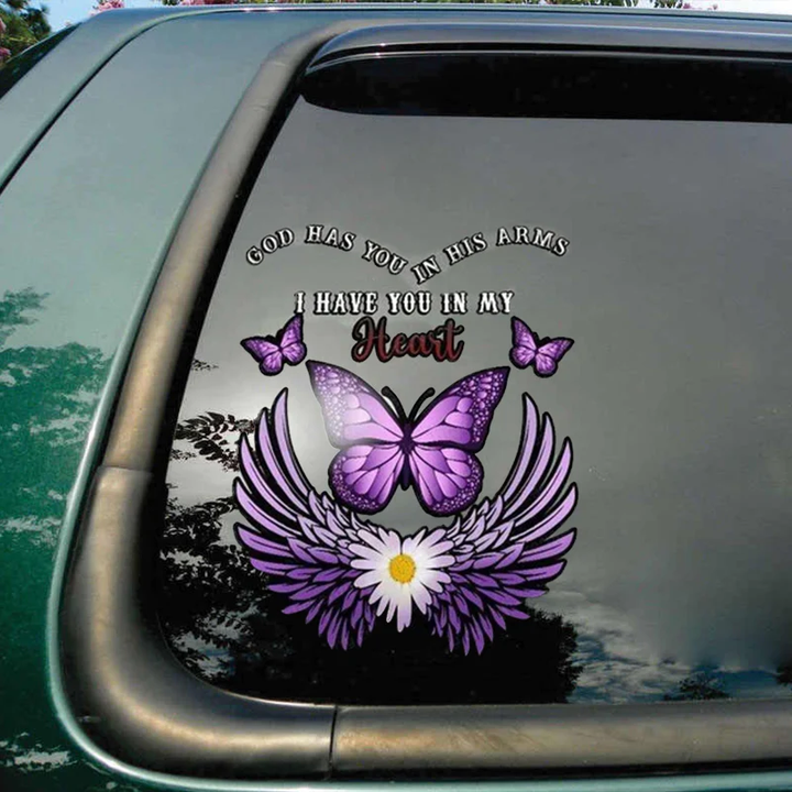 I Have You In My Heart Butterfly Memorial Custom Text Vinyl Car Decal Sticker