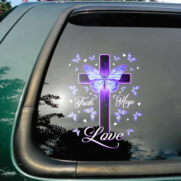 Faith Hope Love Butterfly Memorial Vinyl Car Decal Sticker