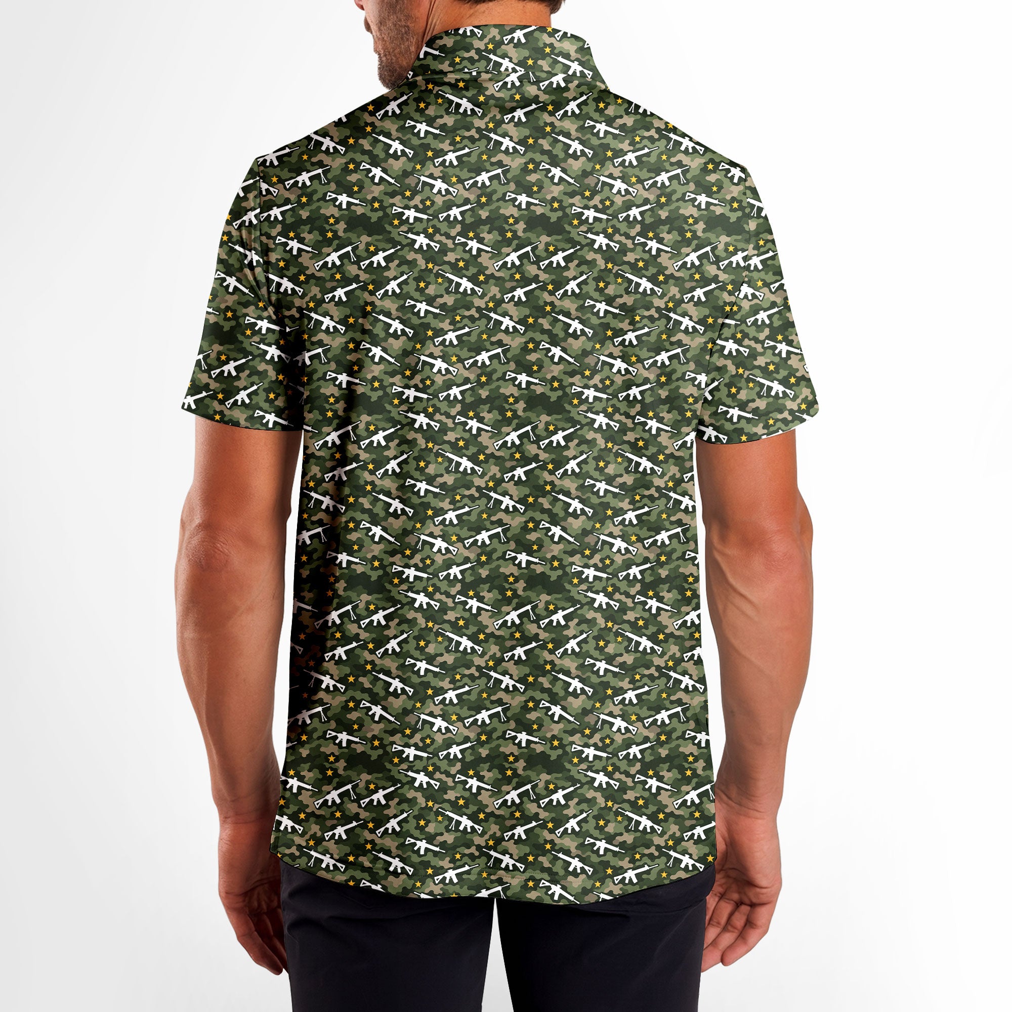 Infantry Camo Polo Shirt For Men - Model Back
