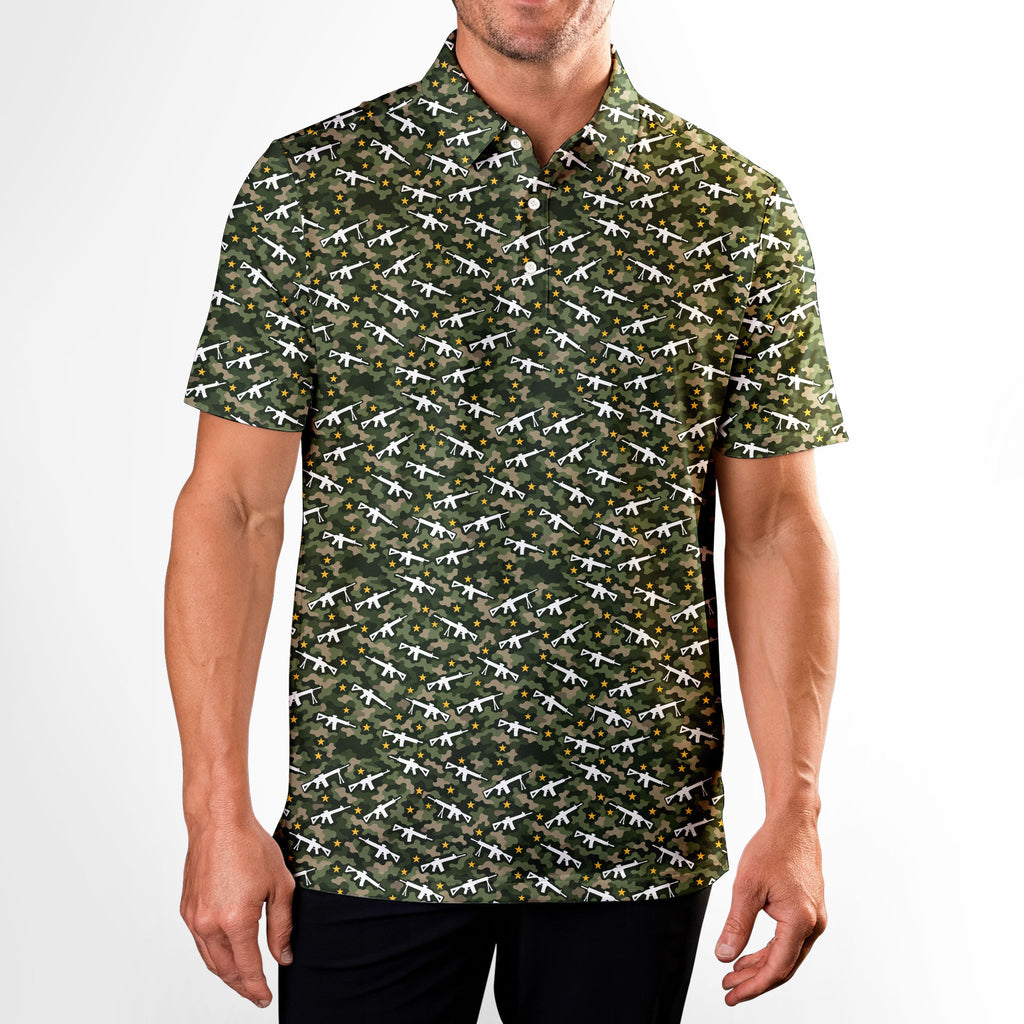 Infantry Camo Polo Shirt For Men - Model Front