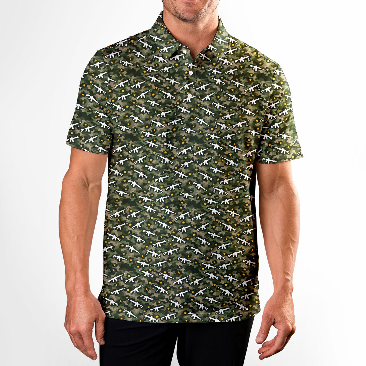 Infantry Camo Polo Shirt For Men - Model Front