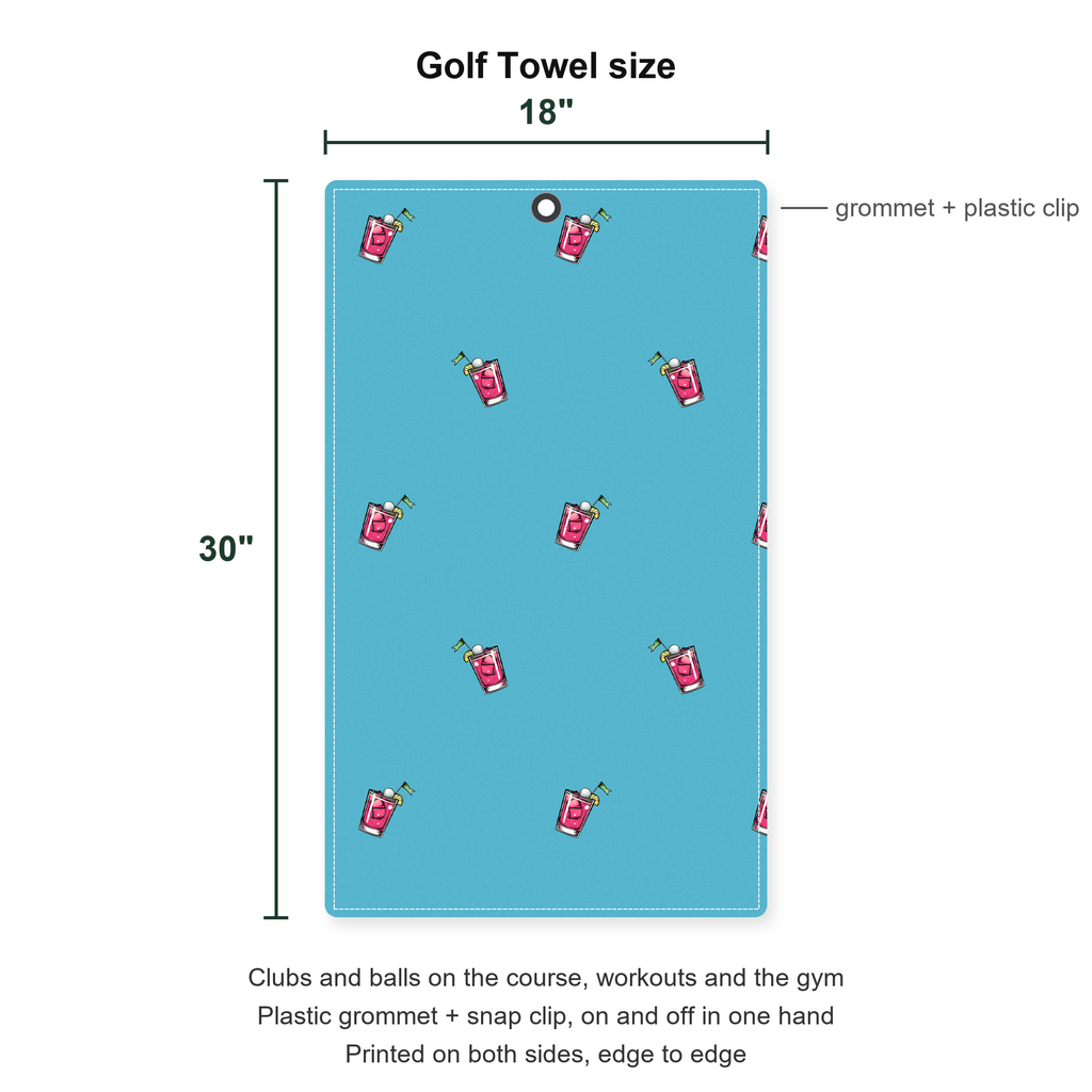 It's Fore O'clock Somewhere Golf Towel - Size Chart