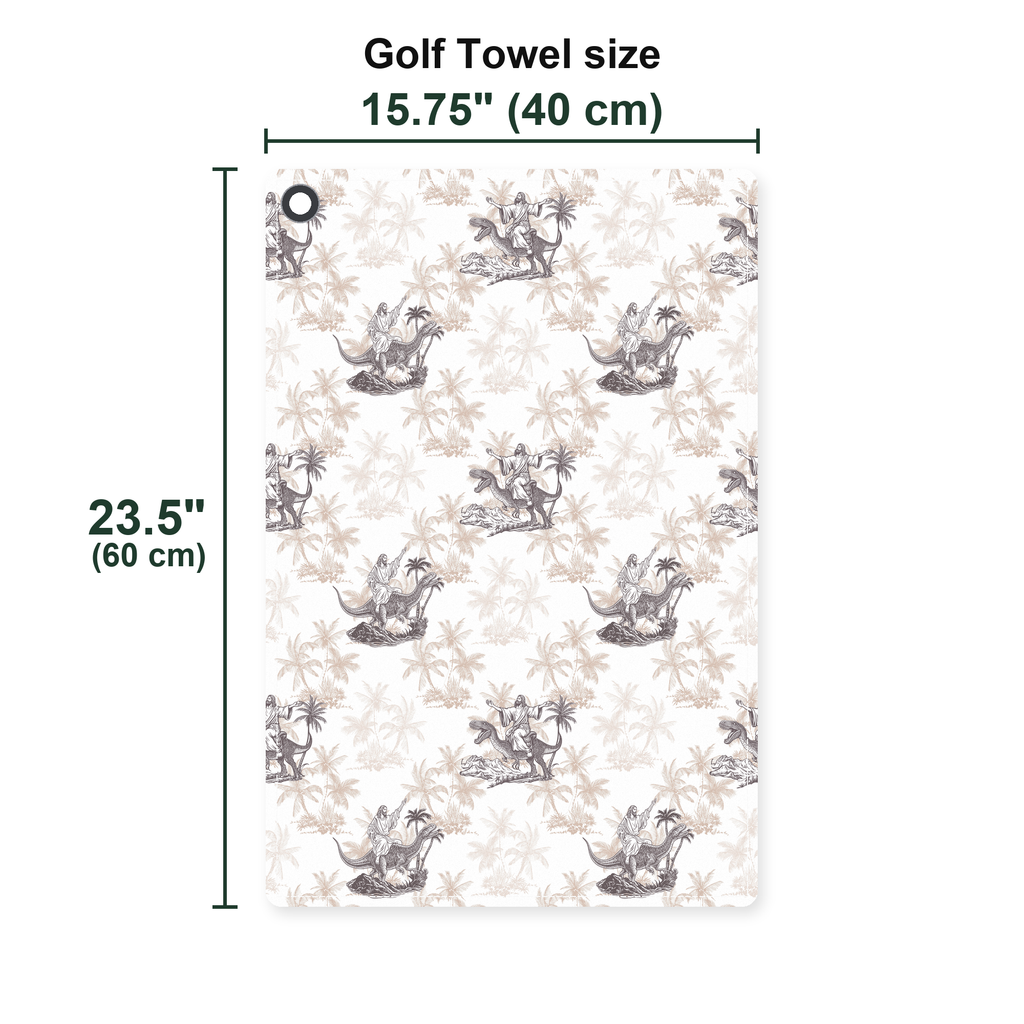 Jesus Riding Dinosaur Golf Towel - Size Chart