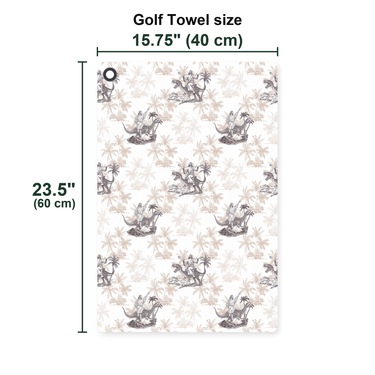 Jesus Riding Dinosaur Golf Towel - Size Chart