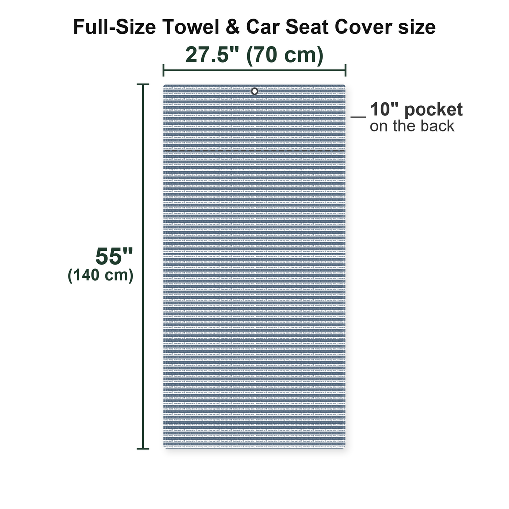 Just Tap It In Full-Size Towel & Car Seat Cover - Size Chart
