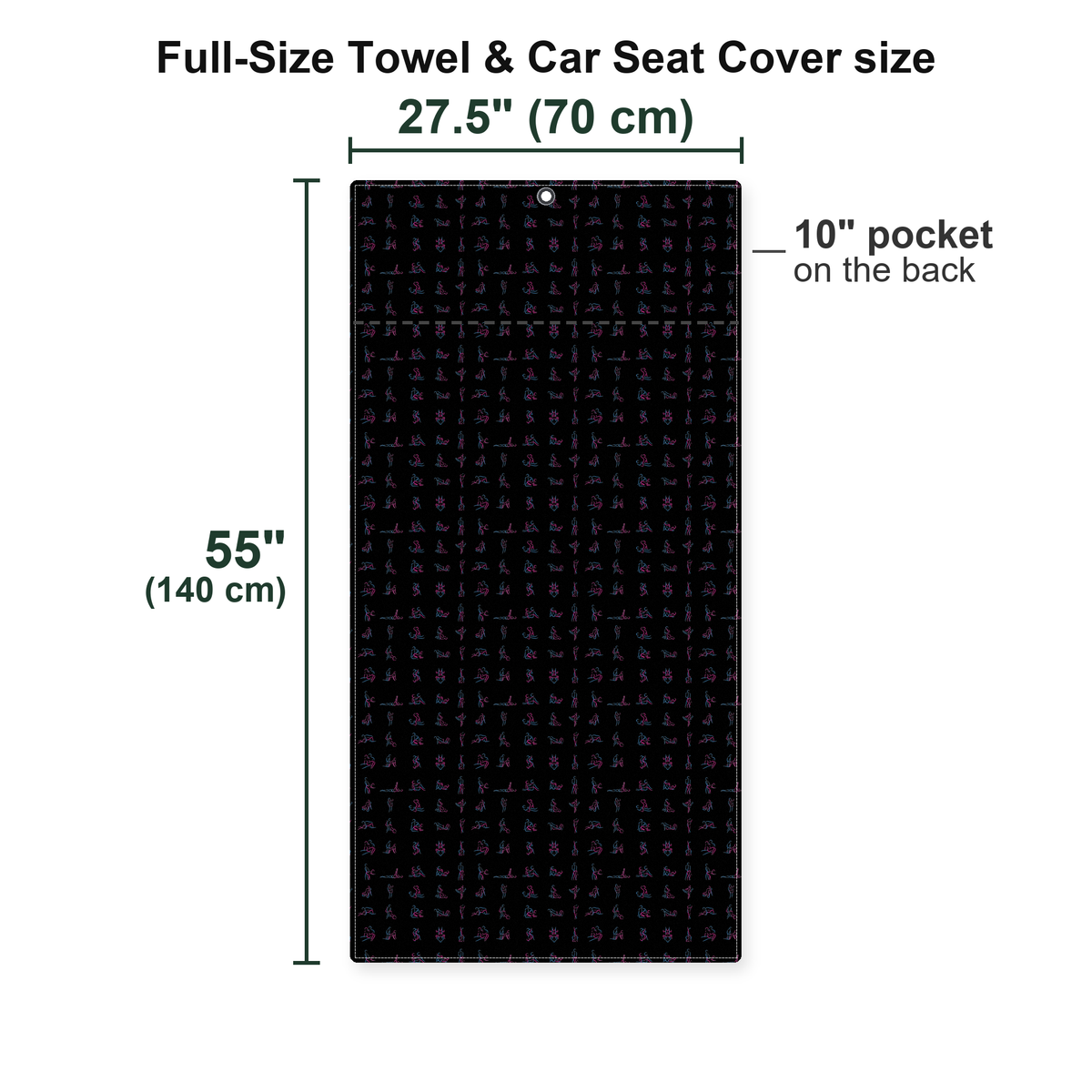 Kama Sutra Full-Size Towel & Car Seat Cover - Size Chart