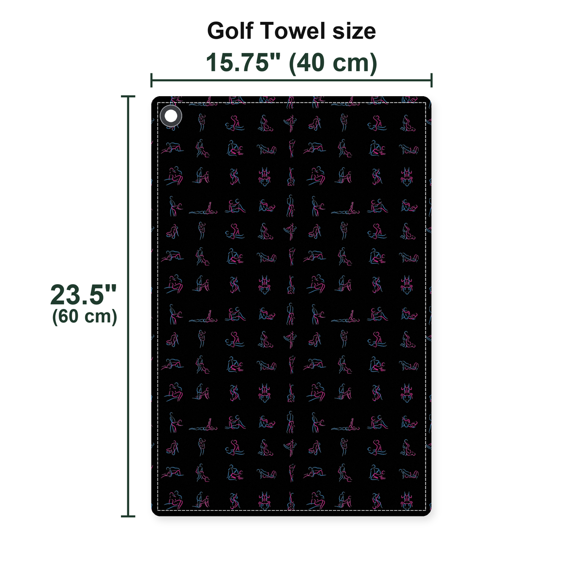 Kama Sutra Golf Towel - Size Chart