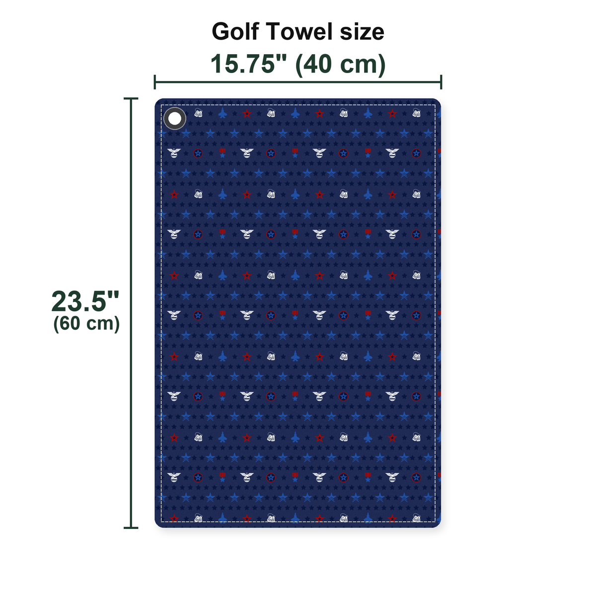 King Of The Sky Golf Towel - Size Chart