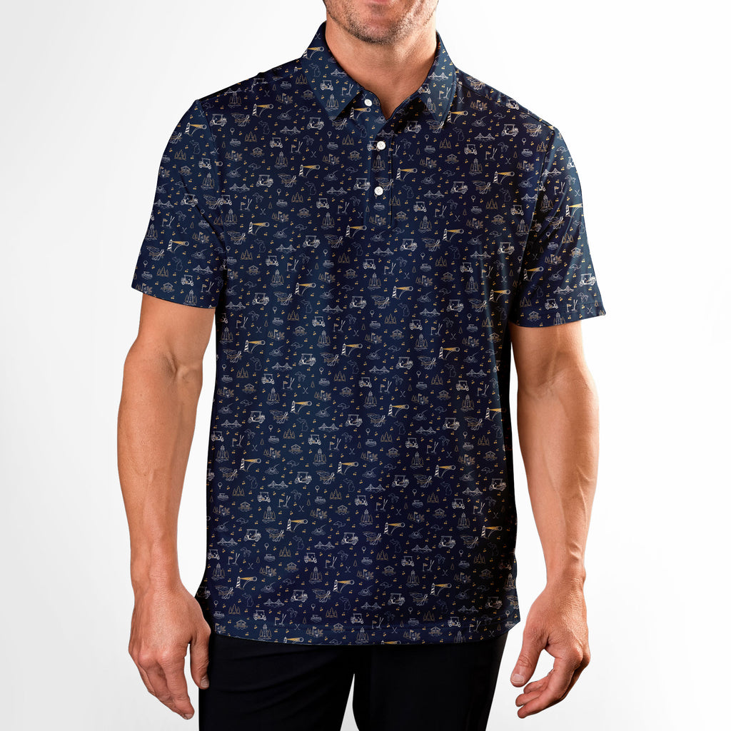 Lake Effect Links Polo Shirt For Men - Model Front