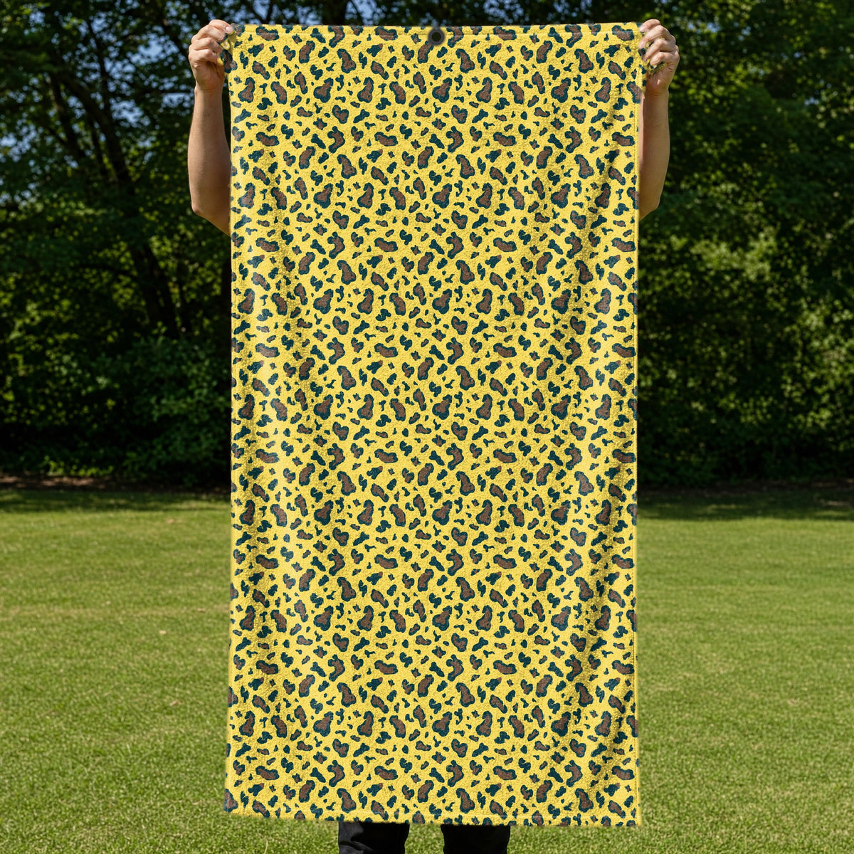Leopard Full-Size Towel & Car Seat Cover - Held Open