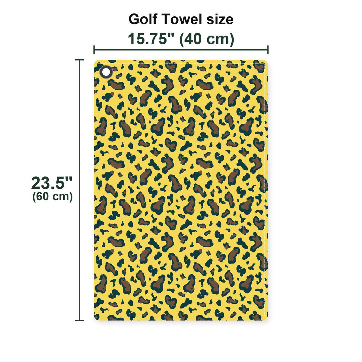 Leopard Golf Towel - Size Chart