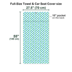 Love Turtles Full-Size Towel & Car Seat Cover - Size Chart