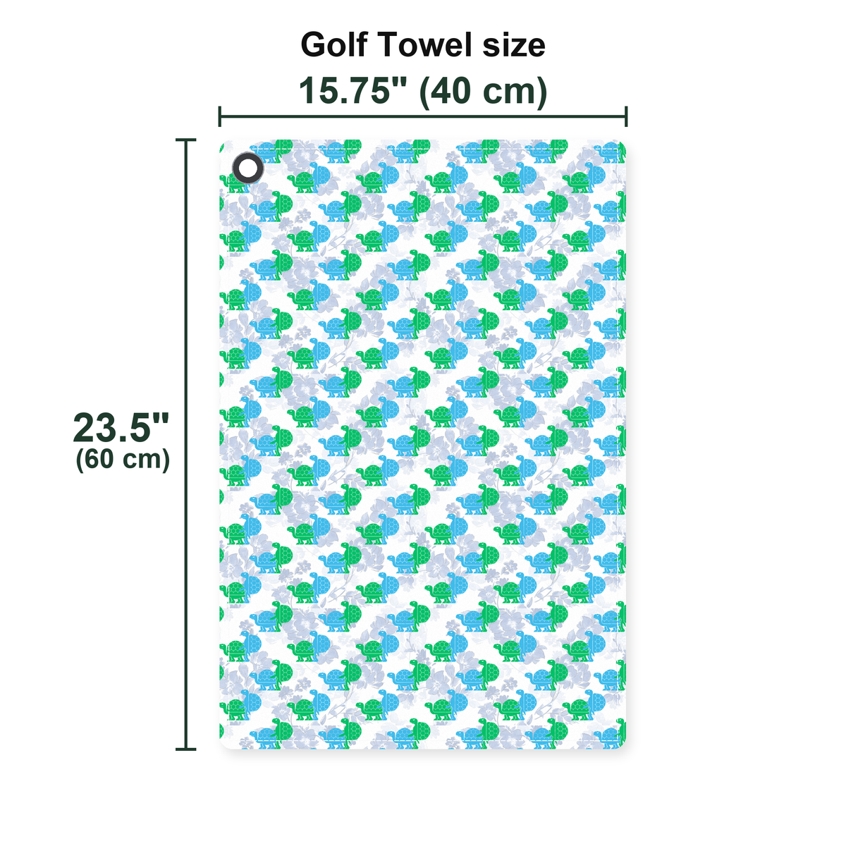 Love Turtles Golf Towel - Size Chart