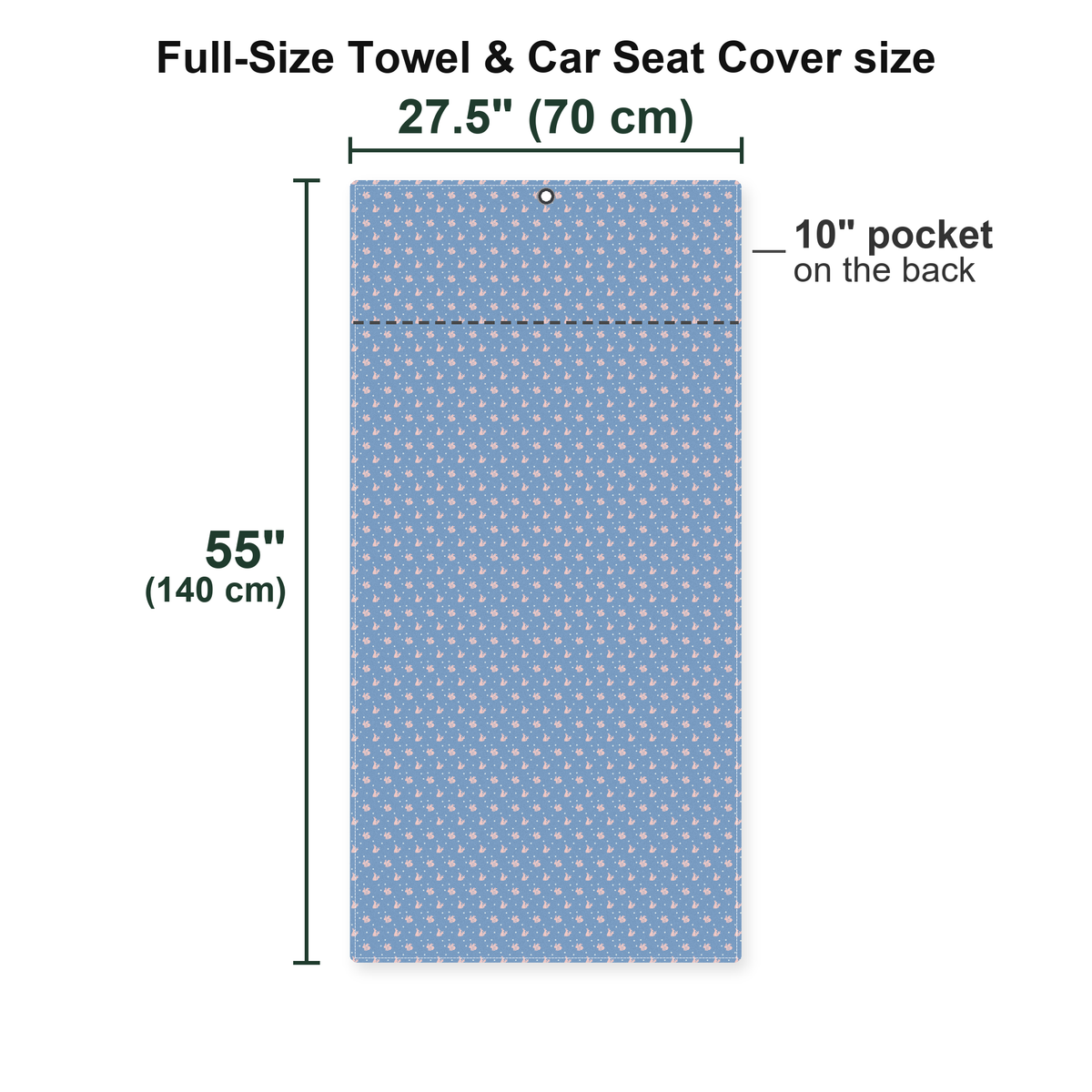 Lovers Rabbits Full-Size Towel & Car Seat Cover - Size Chart
