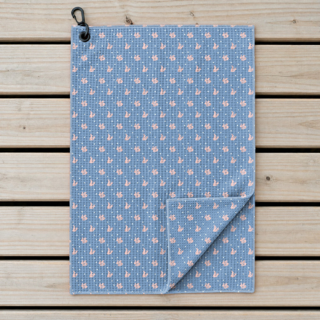 Lovers Rabbits Golf Towel - Laid Flat