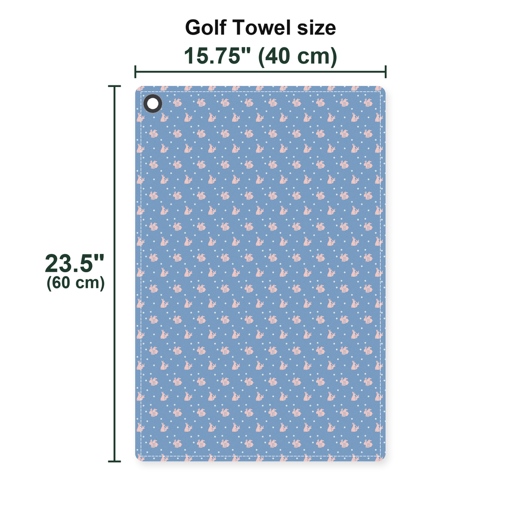 Lovers Rabbits Golf Towel - Size Chart