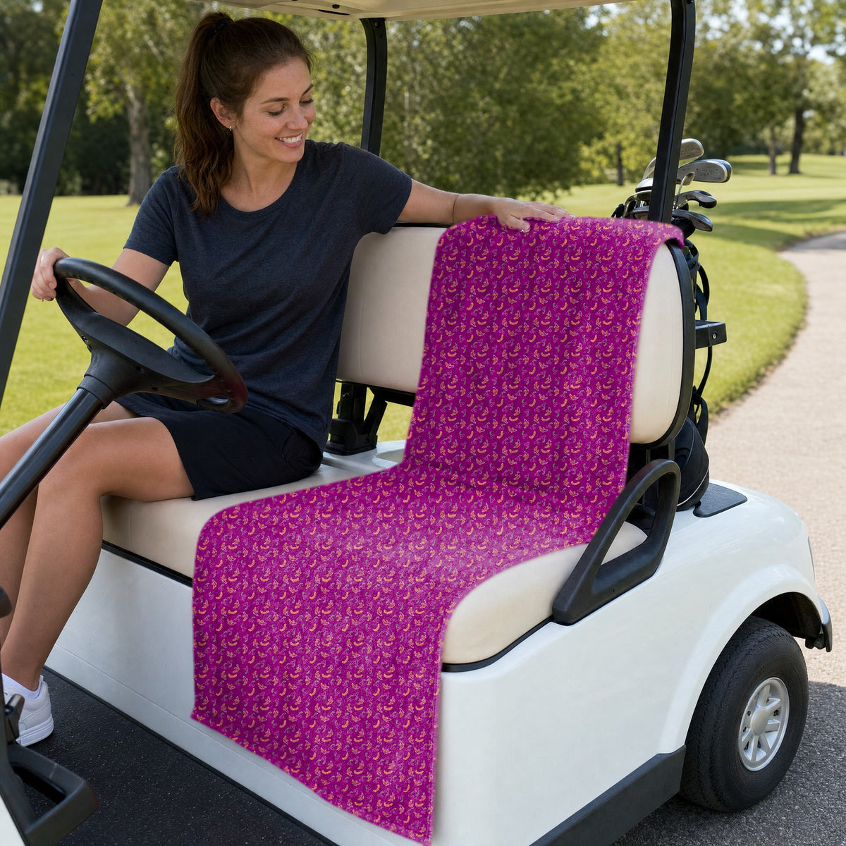 Low Hanging Fruit Full-Size Towel & Car Seat Cover - On a Golf Cart Seat