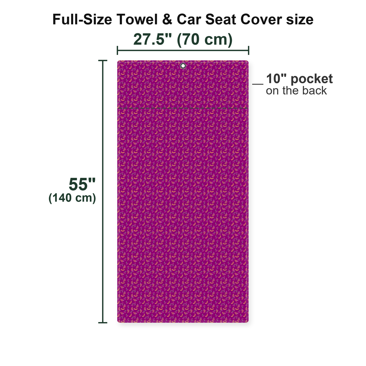 Low Hanging Fruit Full-Size Towel & Car Seat Cover - Size Chart