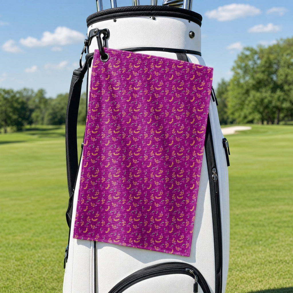 Low Hanging Fruit Golf Towel - Hanging on a Golf Bag