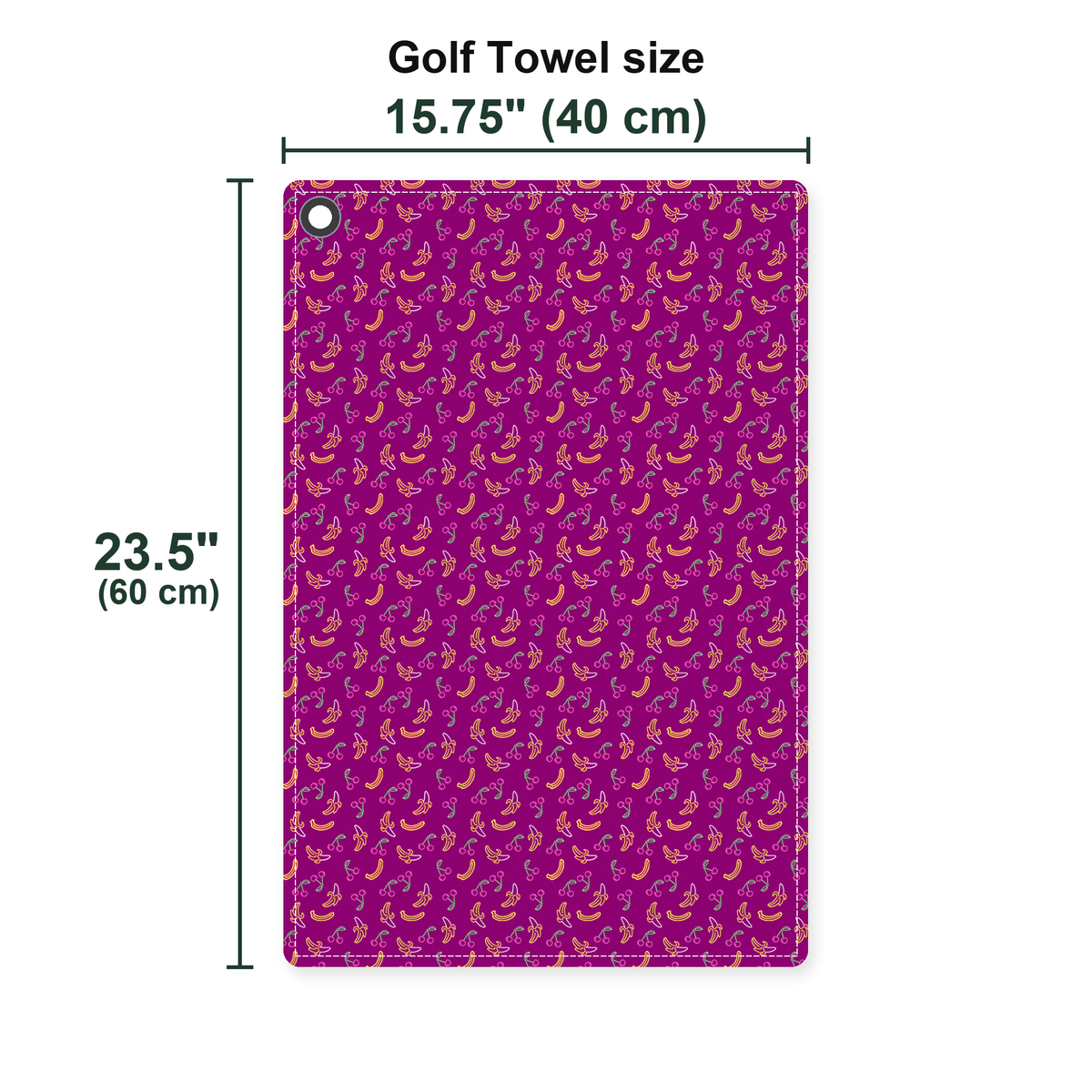 Low Hanging Fruit Golf Towel - Size Chart